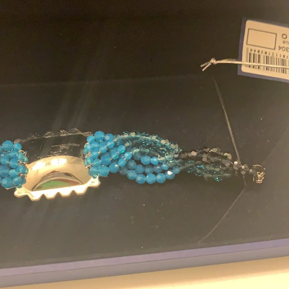 Swarovski Player Bracelet Black and Shades of Blue EUC